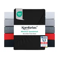 Komfortec Spannbettlaken 160x200 cm, Bettlaken Boxspringbett bis 15cm - 30cm Matratzenhöhe, Schwarz