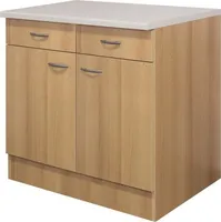 Flex Well Unterschrank mit Schublade und Drehtür Nano BxTxH 100 x 60 x 85 cm buche matt zerlegt Anschlag links rechts 00006883