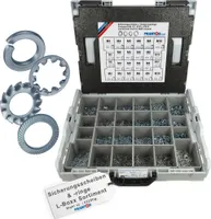 FRANTOS L-Boxx Sicherungsscheiben und Sicherungsringe Set Sortiment - in Stahl verzinkt I 6.225 tlg.- Schrauben Organizer Schraubensortiment