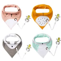 4er Baby Dreieckstuch Lätzchen Spucktuch Halstücher mit Schnullerkette und Verstellbaren Druckknöpfen Multifunctional, Super Absorbent & Soft Baumwoll, von Future Founder