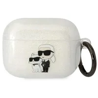 Karl Lagerfeld Púzdro KLAPHNKCTGT pre AirPods Pro, priehľadné, trblietavé Karl&Choupette