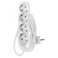 EMOS Steckdosenleiste 4-fach, 3 m Kabel 1,5 mm2, weiß, Steckdosen 45° gedreht, Schuko mit erhöhtem Berührungsschutz, für Innenbereich, P0423R