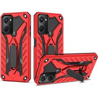 Mobigear Armor Stand  OPPO A76 Hülle Hardcase Backcover Stoßfest mit Ständer - Rot