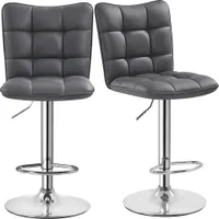 Yaheetech 2er Set Barhocker Barstühle 360°Drehbar Küchenstühle mit Rückenlehne und Fußstütze, Barstuhl PolyurethanKunstleder Sitzhöhe 62,5 cm - 83 cm Höhenverstellbar Grau