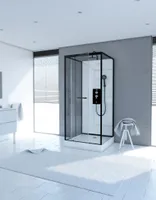 Dusche Komplett MARWELL Duschkabine Fertigdusche City 90x90 x 230 cm –  komplett-Set inkl. Duschwanne und Armatur - Dusche komplett mit Fronteinstieg