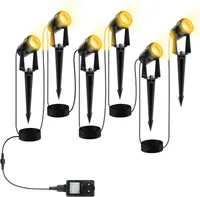 Jiubiaz 6tlg. LED Gartenstrahler mit Erdspieß, Außenstrahler Gartenbeleuchtung mit Stecker Wasserdicht IP65 Warmweiß