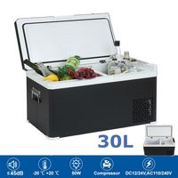 Hcalory Elektrische Kühlbox, Kompressor Kühlschrank Mini, Kapazität: 30L, Universell 12V/24V 110-240V, Farbe: Schwarz