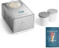 SPRINGLANE Eismaschine Emma 1,5 L mit selbstkühlendem Kompressor 150 W inkl. Aufbewahrungsbehälter 2er-Set, Eiscrememaschine aus Edelstahl mit entnehmbarem Eisbehälter, inkl. Rezeptheft