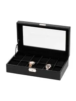 Rothenschild Uhrenbox RS-1098-12CFBL für 12 Uhren schwarz