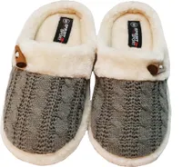Damen Pantoffeln, Warme Plüsch Hausschuhe Indoor rutschfeste Slippers Grau  Gr. 36