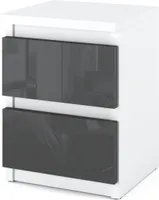 STIV Möbel | Nachttisch - Nachtschrank mit 2 Schubladen - Weiße / Grau H40cm B30cm T30cm
