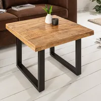 Massiver Couchtisch IRON CRAFT 60cm Mangoholz Industrial Design Beistelltisch Sofatisch Wohnzimmertisch