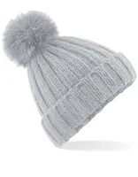 Beechfield Verbier Faux Fur Pop Pom Chunky Beanie