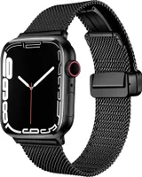 Edelstahl Armband Für Apple Watch SE Ultra 2 3 4 5 6 7 Ersatz Milanaise Armband 42/44/45/49mm Schwarz