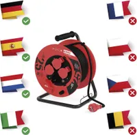EMOS IP44 Profi-Kabeltrommel, 25m Kabel mit 4 Schuko Steckdosen, 1,5 mm2 Gummi, für Außenbereich, P08225