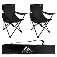 LINUMA® 2er Set - Faltstuhl SCHWARZ Campingstuhl Anglerstuhl mit Getränkehalter & Tragetasche - Anglersessel klappbar - Klappstuhl Gartenstuhl