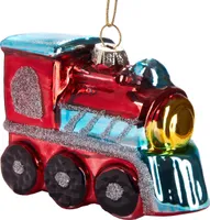 BRUBAKER Lokomotive Rot - Handbemalte Weihnachtskugel aus Glas - Christbaumschmuck Figuren lustig Deko Anhänger Baumkugel - ca. 9 cm