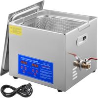 VEVOR 15L Myjka ultradźwiękowa z grzałką 360W Myjka ultradźwiękowa ze stali nierdzewnej Kąpiel ultradźwiękowa Myjka ultradźwiękowa do okularów Biżuteria Protezy Monety itp