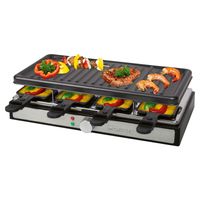 Clatronic®️ Raclette pre 8 osôb s odnímateľnou grilovacou doskou | gril s nepriľnavým povrchom | s krytom Cool Touch | bezpečný stojan | RG 3757