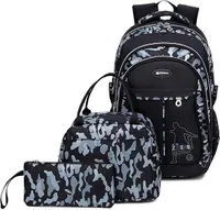 Schulrucksack, Schultaschen Sets, 3-in-1-Jugendrucksack+Lunch Taschen+Federmäppchen, Geeignet für Kinder zur Schule,zum täglichen Gebrauch oder Reisen