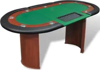 Prémiový pokerový stůl Prolenta pro 10 hráčů s krupiérským prostorem a zásobníkem na žetony zelené barvy