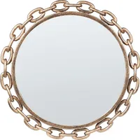 BELIANI Wandspiegel Gold ø 46 cm Rund mit Ketten Rahmen Moderner Stil Hängender Spiegel für Schlafzimmer Wohnzimmer Flur