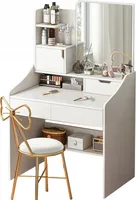 Rebiko Schminktisch mit Spiegel Schublade 3 Ablagen Make-up Schlafzimmer Kosmetiktisch Frisiertisch Schminkkommode Holz Weiß