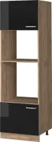 Vicco Mikrowellenschrank R-Line, 60 cm, Schwarz Hochglanz/Goldkraft Eiche