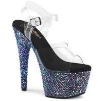 BEJEWELED-708MS Damen Sandale von Pleaser, Transparent Schwarz , EU 37, US 7