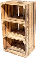 2er Set Geflammter Hochschrank mit 2 Böden 68x40x31cm.Holzschrank,Obstkiste,Schrank,Holzkiste