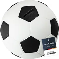 HMF 4790 Spardose Fußball in Lederoptik, 15 cm, Weiß-Schwarz