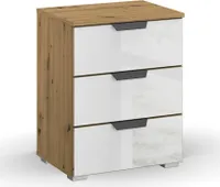 Nachttisch Artemis | mit 3 Schubkästen | Eiche Artisan / weiß