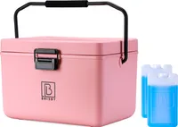 Brisby Cool Box - Kühlbox - 12L - Rosa - Inkl. ergonomischem Tragegriff - Trennwände - Schneidbretter - Bis zu 40 Stunden Isolierung - Inkl. 2 200ml Kühlelemente