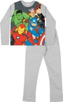 Marvel The Avengers Schlafanzug für Jungen - Kinder Pyjama Set Langarm Oberteil mit Hose Grau 110-116