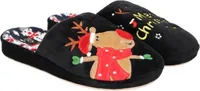 AMERICAN CLUB, SL19, Niedliche Hausschuhe, Weihnachtsthema Pantoletten, Xmas Hausschuhe, Weiche Plüsch-Weihnachtsbaumwo, Warme Damen-Hausschuhe, Perfekt für ein Geschenk Farbe: Schwarz, Größe: 38