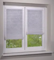 Raffrolllo Plisseeraffrollo Stoffrollo Voile bedruckt Kringel weiß