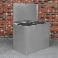 Verzinkter Futterbehälter 2 Fächer 64 L Futtertonne Futteraufbewahrung Futterbox