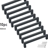 Schrankgriffe,10 Stück Möbelgriff Schwarz 160mm,Möbelgriffe,Griffe für Küchenschränke,Schubladengriff,Schrankgriffe Schwarz,Edelstahl