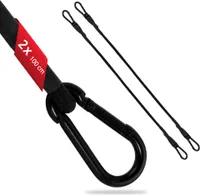 ECENCE 2x Spanngummi mit Karabiner aus Edelstahl 100cm in Schwarz Latex Spanngurte, Gepäckspanner,