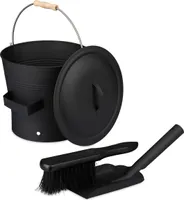 relaxdays Ascheeimer mit Deckel & Kehrset 7,5 L