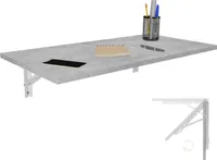 Wandklapptisch Schreibtisch Tischplatte 80x40 cm in Betonoptik Klapptisch Esstisch Küchentisch für die Wand stabiler Bartisch Stehtisch Wandtisch