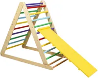 COSTWAY Kletterdreieck klappbar Klettergerüst Holz mit Leiter zur Entwicklung grobmotorischer Fähigkeiten für Kleinkinder ab 3 Jahren Mehrfarbig