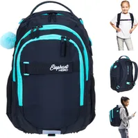 Schulrucksack Elephant Hero Signature Rucksack Mädchen Schultasche backpack Schulranzen  Schule Tasche 13015 Tiff Türkis Black