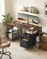 VASAGLE Computertisch, Bürotisch, Schreibtisch, mit 3 Ablagen, 2 Schubladen