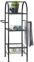 bremermann Bad-Standregal aus Metall, 2in1, 3 Etagen, 2 Handtuchstangen, schwarz