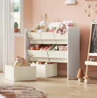 SONGMICS Kinderregal, Spielzeugregal, Bücherregal Kinder, mit 7 Aufbewahrungsboxen aus Vliesstoff, Kinderzimmer-Regal, geräumig, 29,5 x 62,5 x 60 cm,