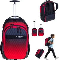 Schultrolley Elephant Hero Signature Trolley Ranzen Schulranzen Trolly Jungen Mädchen Kinder Premium Farbverlauf 12869 Red Cube (Rot Schwarz)