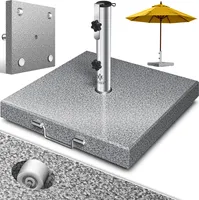 KESSER® Granit Sonnenschirmständer mit Edelstahlrohr, Hochwertiger Schirmständer Sockel 30KG - für Schirmstöcke bis 16-48 mm, Inkl. Transport Griff Garten Balkonschirmständer