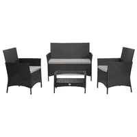 SVITA Rattan Set BROOKLYN 2020 in schwarz Gartenmöbel Terrasse Balkon