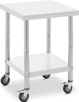 Royal Catering Edelstahltisch mit Rollen - PREMIUM - 60 x 60 cm - 120 kg -
